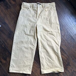 Banana Republic Jeans Size 33/16 High Rise Wide Leg Crop Pale Citrus Yellow